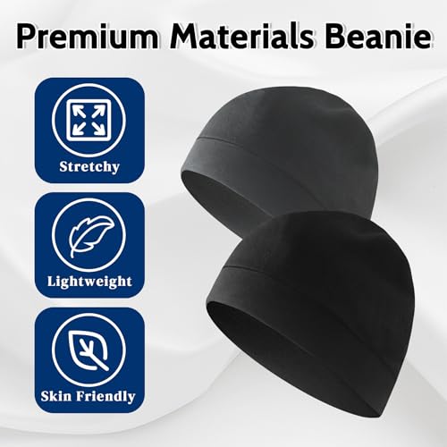Image of 2 Pack Skull Caps Beanie for Men Women Soft Lightweight Beanie Sleep Running Hats Helmet Liner
