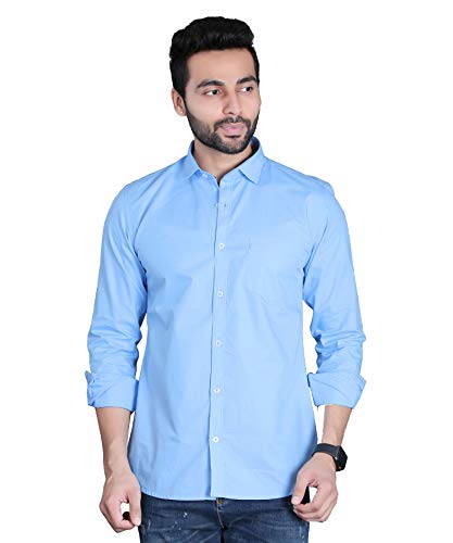 Image of Fifth Anfold Men's Pure Cotton Solid Color Mandarin Collar Full Sleeve Casual Wear Shirt, Office Wear for Men