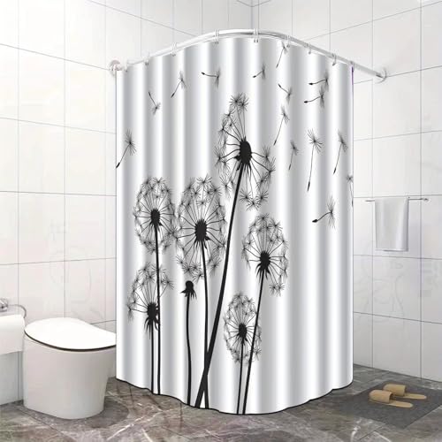 Rideau de douche imperméable pissenlit lavable en machine pour sol sec - 5