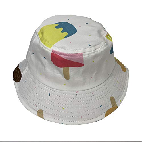 HIUHIU Dinosaur Print Baby Hat Cartoon Cotton Bucket Hat Kids Summer Sun Cap Toddler Boys Girls Hats,White Popsicle
