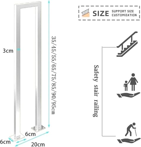 Kits de garde-corps de sécurité en fer forgé blanc avec tiges de support d'escalier 85cm - 3