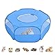 Kleintier-Laufstall Kleines Haustier-Käfig-Zelt mit Reißverschluss-Abdeckung Faltbarer Indoor-Outdoor-Übungs-tragbarer Hofzaun für Hamster, Kaninchen, Häschen, Eichhörnchen, Welpen Blue