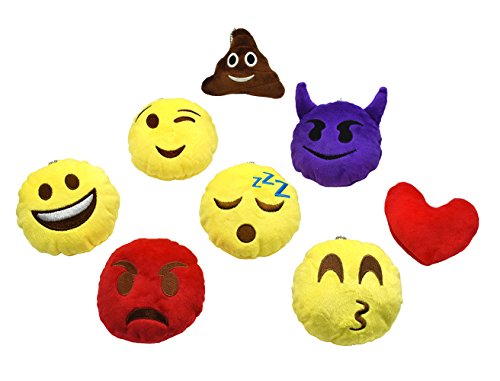 YINGGG Cute Mini Emoji Cushion Pillow Kids Soft Toy Gift Bag Accessory Set of 8 (Style 3)