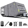 COOLTOP Upgraded 300D Waterproof Travel Trailer RV Cover for 31' - 34' Rvs, Windproof Camper Cover Breathable Ripstop for Jayco RV Motorhome with Adhesive Patch & Storage Bag