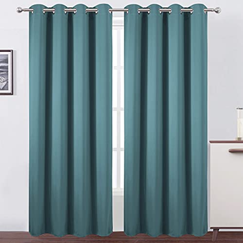 Image of LEMOMO Sea Teal Thermal Blackout Curtains /52 x 84 Inch /Set of 2 Panels Room Darkening Curtains