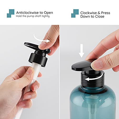 Image of Segbeauty 2-Pack 16.9oz Shower Dispensers, Blue Refillable PET Plastic Bottles for Shampoo, Conditioner, Body Wash, Lotion