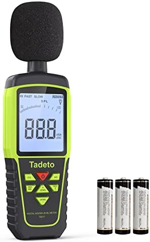 Decibel Meter, Tadeto Digital Sound Level Meter Portable SPL Meter 30dB to 130dB Backlight LCD Display, MAX/MIN Noise Measurement, Data Hold, A/C Mode for Classroom, Office, Factory