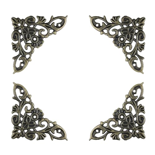 Image of Geesatis Antique Bronze Corner Protectors,20 Pack Decorative Edge Guards | Metal Findings for Crafts Corner Pieces,Book Corner Protectors,Decorative Edge Guards for Photo, Books,Jewelry Boxes