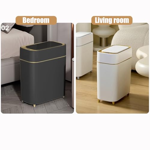 Caneca de basura automática rectangular 2 galones negro oro miniatura 4