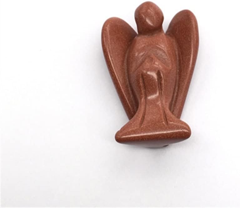 Meditation Home Natural Quartz 1.5inch Clear Quartz Gemstone Carving Angels Spiritual Healing Crystal Stones Souvenir for Decoration (Color : Gold Sandstone)