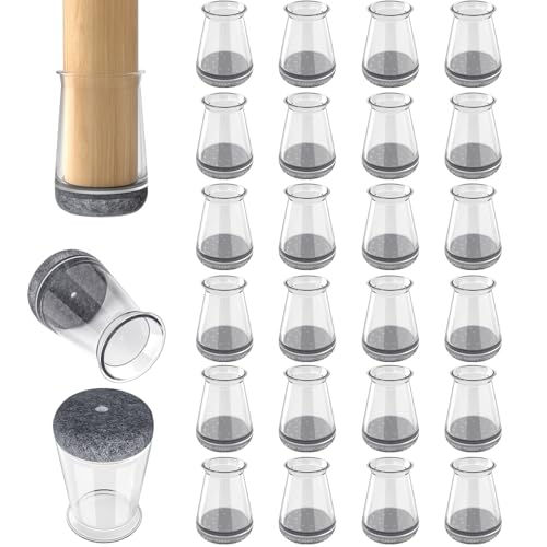 24 Pcs Chair Leg Floor Protectors Furniture Pads Floor Protectors Furniture Sliders for Protecting Hardwood/Tile/Laminate Floors from Scratches and Noise Round X-small (Fit:13-23mm)