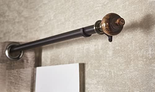 Curtain Poles for Eyelet Curtains Window & Door Extendable 132 cm to 365 cm Adjustable Curtain Rod Brown Metal Rail with Wooden Finials & Brackets Set (25/22 MM)  By Deco Window