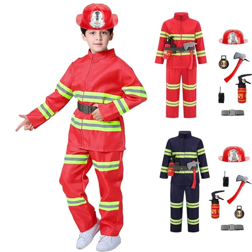Generisch 2026 Juego de rol de bombero de tres piezas, accesorios escolares, juego de campus, azul, 3-4 años