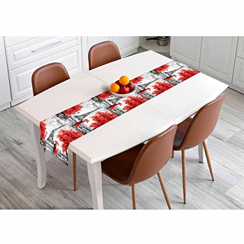 HOSNYE Table Runner Paris Eiffel Tower Lover Watercolor,Cotton Linen Table Runner Decoration for Kitchen Family Dinner Table Holiday Party Farmhouse Style 13 x 72 Inch by HOSNYE - Image 4