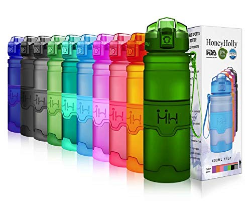 HoneyHolly Portable Sports Water Bottle-Leak Proof Kids Water Bottle Reusable Container,One Click Flip