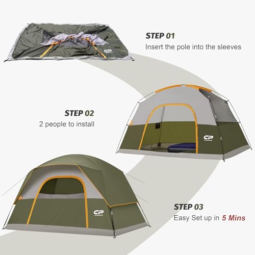 Image of CAMPROS CP Tents for Camping 2 /4 /6 Person, Waterproof Windproof Dome Tent