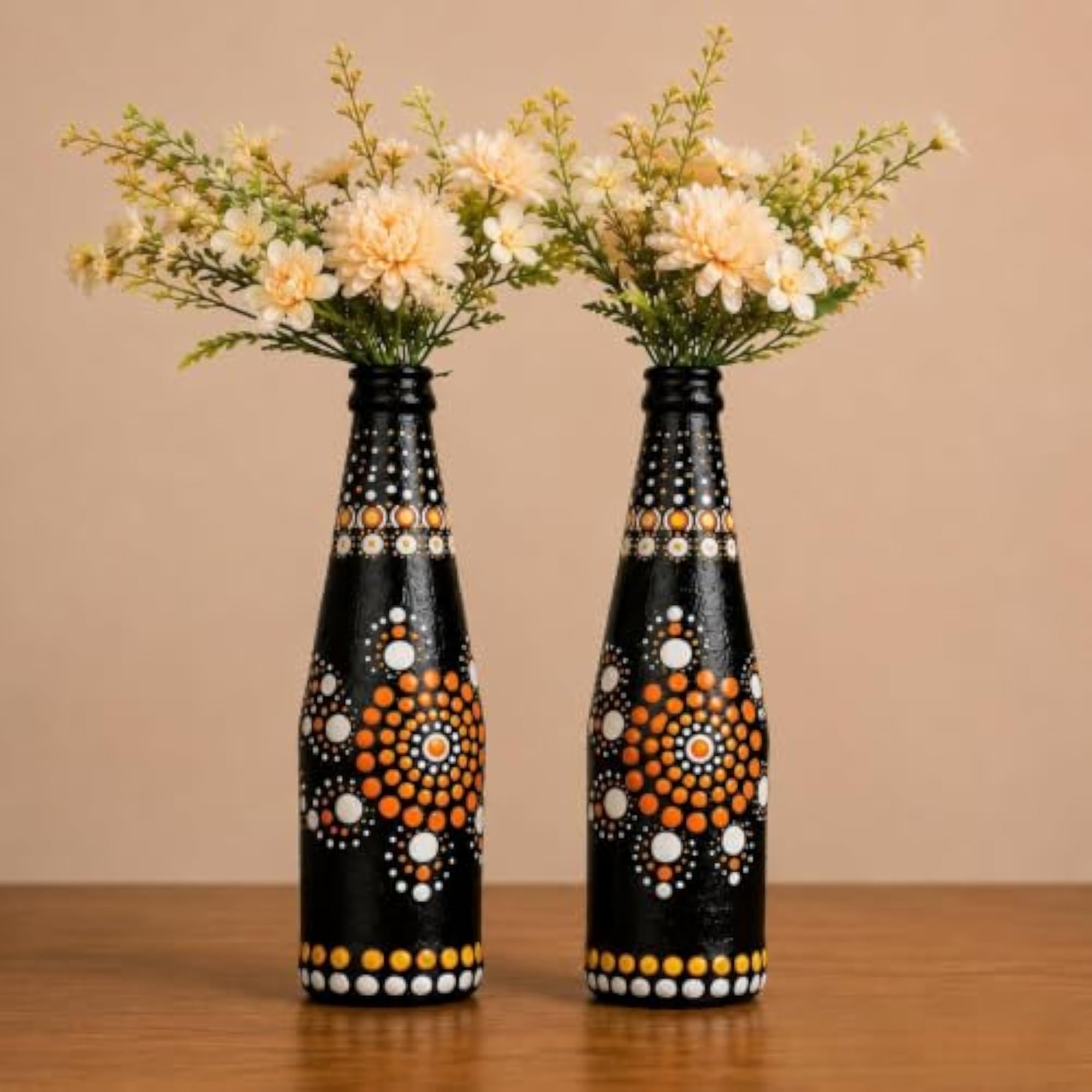 Hand Painted Decorative Glass Bottle, Mandala Art