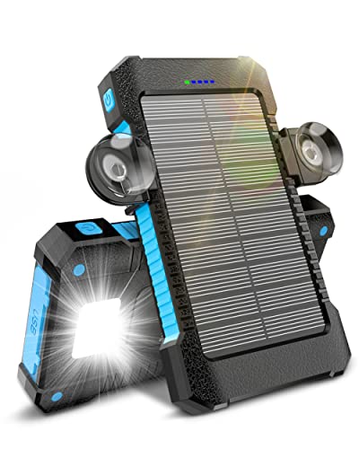 Power Bank Solar de 26800 mAh con Ventosa, Cargador Solar de 3 Puertos de Carga Rápida de 15 W con Linterna, SOS, luz Estroboscópica, Función Impermeable, Adecuado para Actividades al Aire Libre.
