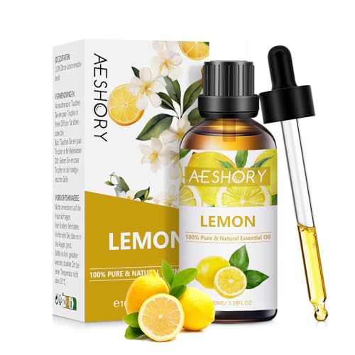 AESHORY Lemon Essential Oil 100ml 100% Pure Natural Lemon Oil for Cleaning Air Freshening Diffuser Humidifier Aromatherapy Home Fragrance Soap & Candle Making