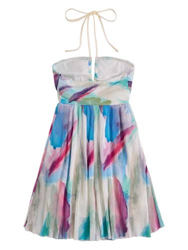 Image of SOLY HUX Women's Tie Dye Cami Dress Halter Backless Sleeveless A Line Short Summer Dresses Sundress