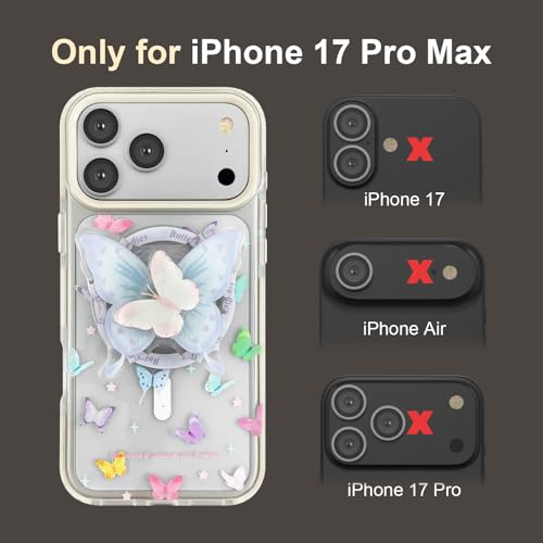 Coque iPhone 17 Pro Max MagSafe antichoc blanche motif papillon fille - 7