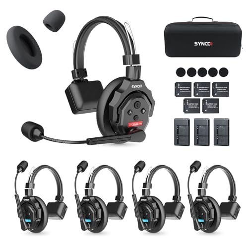 SYNCO XTALK X5 Wireless Intercom Headset System with Mic Windshield & One-Ear Foam Cushion Combo Pack