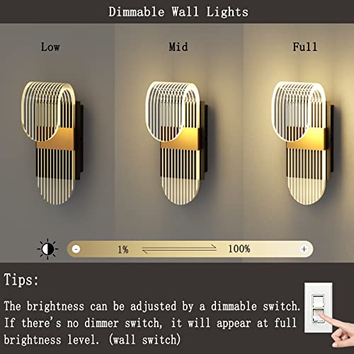 Threebro Wall Sconce Dimmable, 10W Acrylic Decorative Led Wall Light, Modern Arc Hardwired Wall Lamp 3000K Warm Light For Living Room Bedroom Pathway Corridor Stairs Balcony Hotel Lighting-2 Pieces #TOP6