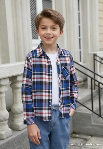 Image of Betusline Boy and Men Button Down Plaid Shirt | Soft,Breathable and Comfortable Fabric