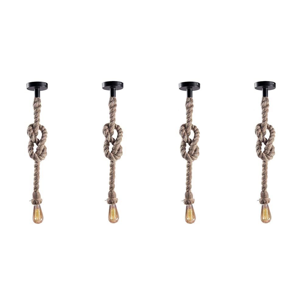 Desidiya Pendant Rope Lights E27 for Ceiling Hanging, Bulb Not Included- 40W, Pack of 4 (Beige) (B0D8192VS5) Amazon Price History, Amazon Price Tracker