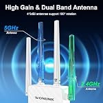 WiFi Booster de signal d'extension, double bande(5,8 GHz et 2,4 GHz) WiFi Couvertures de booster jusqu'à 10000 Une pie, 1200Mbps WiFi Répéteur avec un port Ethernet, configuration d'un tap,3-in-1 Modes de fonctionnement