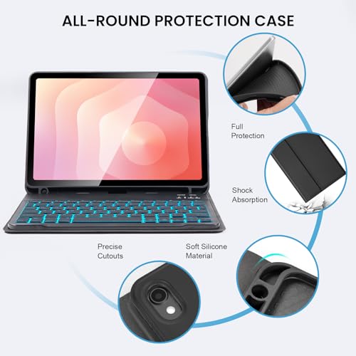 SOPPY Backlit Keyboard Case with Mouse for Samsung Galaxy Tab S11-11 Inch 2025 (SM-X730, SM-X736, SM-X736B), Slim Cover with Detachable Wireless Keyboard for Galaxy Tab S11 11", Black by SOPPY - Used condition - Image 6