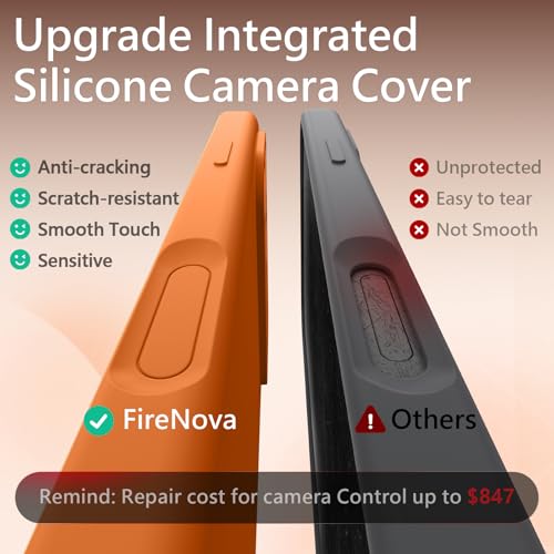 Image of FireNova Magnetic for iPhone 17 Pro Case, Compatible with MagSafe, [Integrated Silicone Camera Control Button] [Camera Protection] Anti-Scratch Microfiber Lining Phone Case, 6.3 inch, Orange