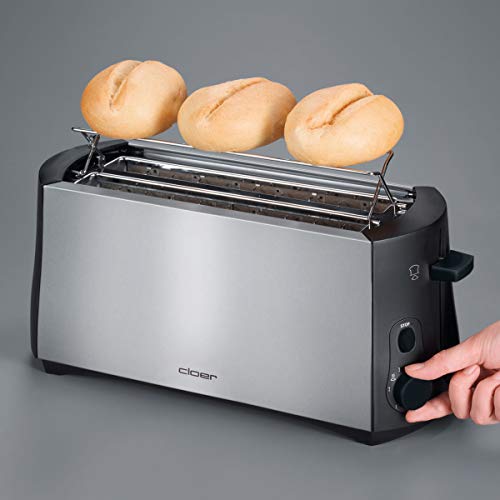 Cloer 3719 Langschlitztoaster für 4 Toastscheiben, 1380 W, integrierter Brötchenaufsatz, Nachhebevorrichtung… – Bild 3
