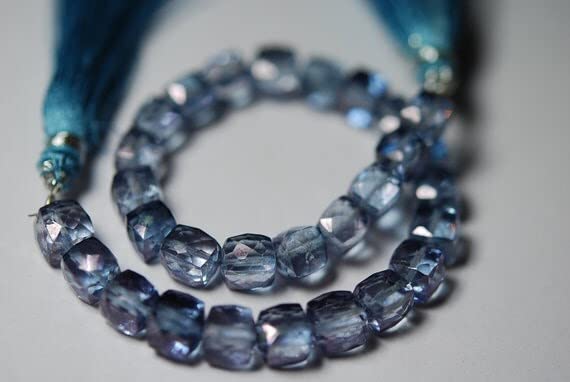 Briolettes tanzanite bleue 3D box 7-8mm perles de tanzanite naturelle fil de pierres facettées