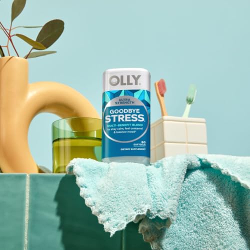 Image of OLLY Ultra Strength Goodbye Stress Softgels, GABA, Ashwagandha, L-Theanine and Lemon Balm, Stress Relief Supplement - 60 Count