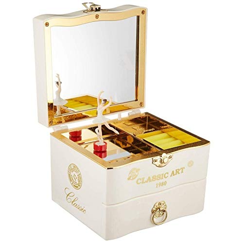 Personalisierte Spieluhr Music Box for Kinder Ballerina Accessoires Kindergeburtstagsgeschenk Schmuck-Box mit 1 Spiegel Music Box Spieluhr Geschenk (Color : BG0986W)
