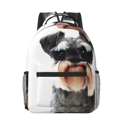 Sac à dos ordinateur portable noir imprimé schnauzer sac de travail voyage avion