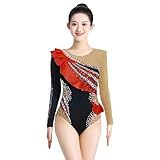 Zagitova Maillot De Gimnasia Rítmica For Niñas De Competición Ropa De Gimnasia De Manga Larga Con Pedrería Brillante(3XS)