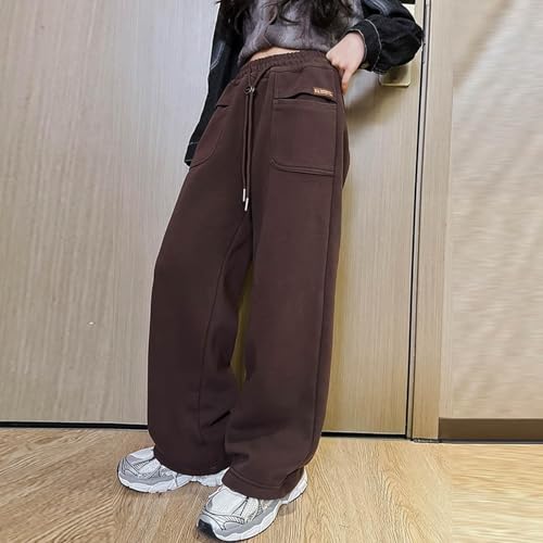 Kids Girls Baggy Straight Sweatpants Wide Leg Elastic High Waist Joggers Athletic Pants Casual Comfy Soft Trouser2