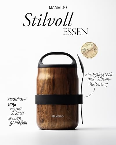 MAMEIDO Thermobehälter für Essen 800 ml (Oak Wood) – Ansicht 2