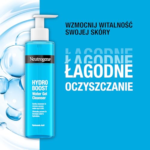 NEUTROGENA® Hydro Boost® Nawadniający żel do mycia twarzy 200ml, na bazie kwasu hialuronowego. Pozostawia skórę oczyszczoną, odświeżoną i miękką w dotyku.