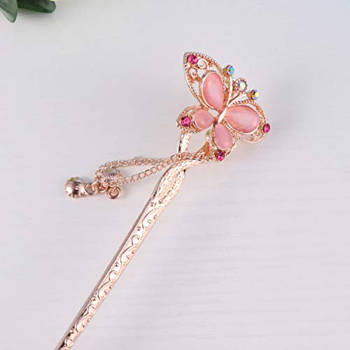 PIXNOR Retro Borboleta Flores Vara de Cabelo Estilo Tradicional ChinÃªs Pino de Cabelo para As Mulhe