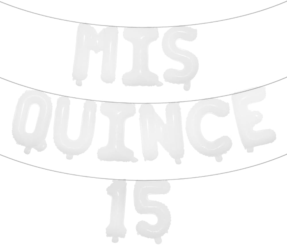 Mis Quince 15 Balloon Set,Girl's 15th Birthday Crown Theme Party Decoration for Quinceanera Birthday Party Decorations (MIS QUINCE 15 White)