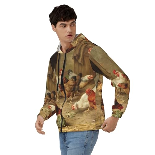 Sweat zippé homme avec capuche confort imprimé rustique