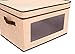 Internet's Best Storage Box with Window - Durable Storage Bin Basket Containers with Lids and Handles - Clothes Nursery Toys Organizer - Brown (Beige)