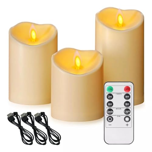 Listado de Veladores los mejores 10. 44 Dardeor - 3PCS Velas Led, Veladoras Electricas Recargables, Velas Decorativas, Velas Electricas, Vela LED Sin Llama con Control Remoto, para Decoraciones Navideñas en Hogar,...
