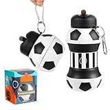 Generico Borraccia bambini, Regali natale bambini,Borraccia 500 ml,Regalo calcio,Gadget ragazzo,Idee regalo ragazzo,Oggetti calcio,Borraccia silicone resistente ecologica pieghevole(bianco e nero)