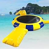 10Ft,Inflatable Bounce Swimming Platform with Slide Tube and Diving Pillow Bag,Inflatable Water Lake Trampoline,Water Park Water Floating Toys for Adults and Kids