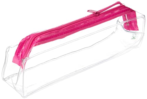Estojo Transparente, Pink, 1 Zíper, ACP