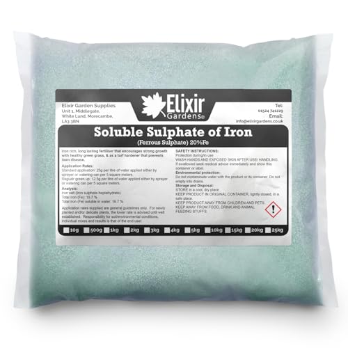 Elixir Gardens 1 Kg Sulphate of Iron Lawn Tonic Fertilizer (Ferrous Sulphate) | Iron Sulphate | Makes 80L of liquid feed